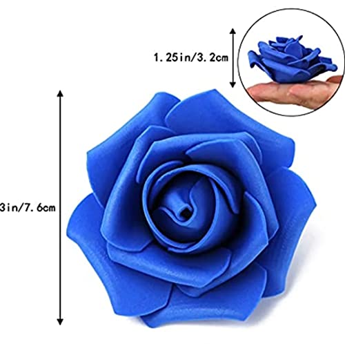 Image of VRB Dec 24 pcs Rose Artificial Flowers for Decoration,Artificial Flower,Flower for Hair Styling,Flower for Pooja, for Home Decor,Diwali. (24pcs - Dark Blue Big Foam Rose)