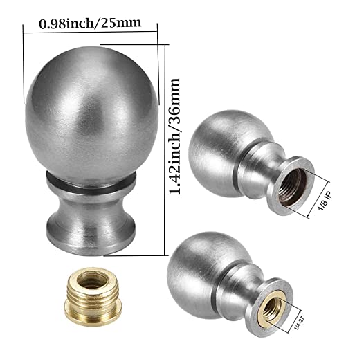 Image of Lamp Finial, 1-1 /2 Inch Oil Rubbed Bronze Steel Ball Knob Lamp Shade Finial Decoration Accessories for Tabletop Lamps or Floor Lamps (Nickel,2)