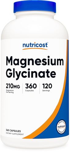 Image of Nutricost Magnesium Glycinate Capsules (210mg) 360 Capsules | Magnesium Glycinate Supplement for Gentle Absorption