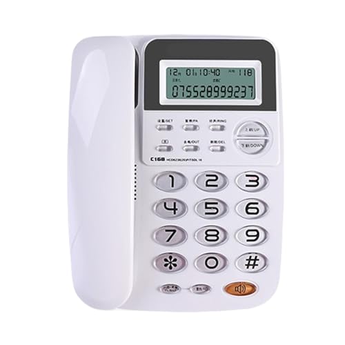 Teléfono fijo C168 con cable para hogares/oficinas, pantalla fija de llamadas de 5 dígitos, código local, 24 tonos de anillo, memoria de almacenamiento de llamadas