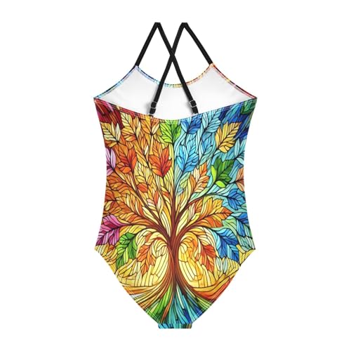 Glass Tree Colorful Bathing Suits for Girls Kids Swimsuits One Piece Swimsuits Summer Beach Swimwear2