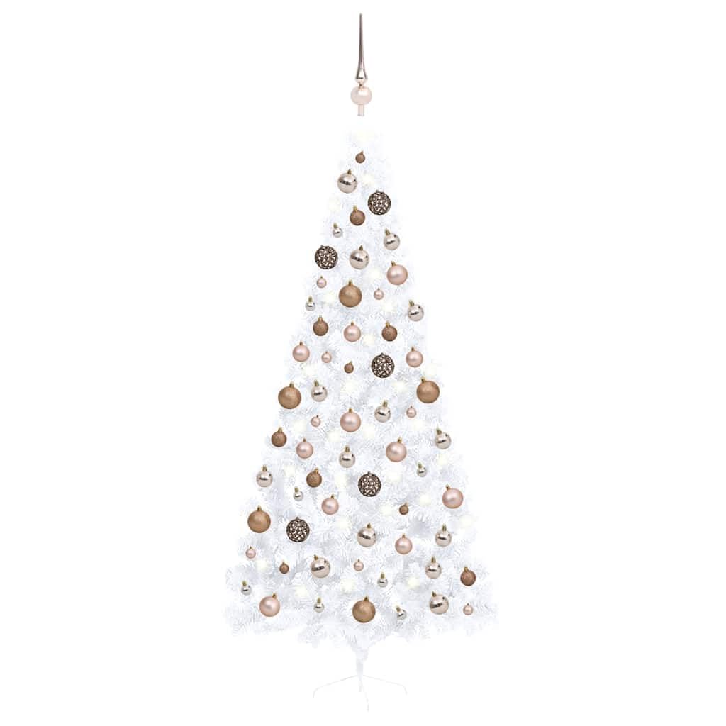 Demi-arbre de Noël artificiel blanc 240 cm pré-éclairé LED intérieur