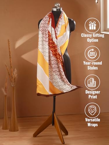 Image of Viscose Scarf for Women | Lightweight & Long | Stole for Women - Stylish Design | Neck Scarf, Hair Scarf, & Head Scarf for Women & Girls | All Season Accessory
