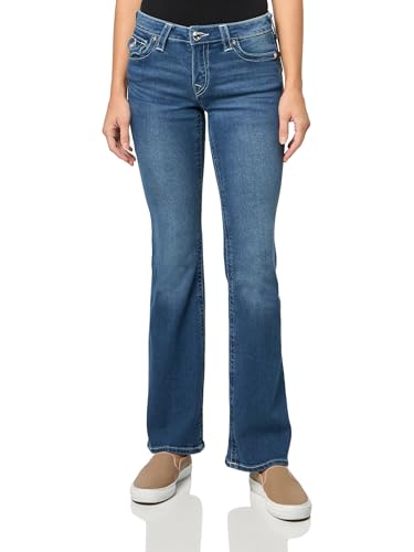 True Religion Women's Crystal Wing Becca Mid Rise Boot Flap Jeans - Stylish Flap