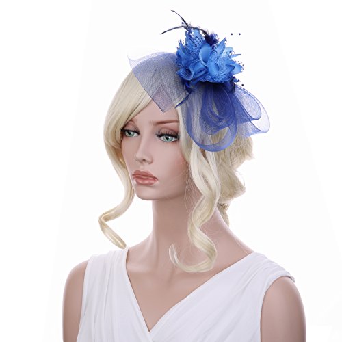 Bandeau en maille filet VGLOOK fleur plumes bibi pour mariage chapeau de jour pour femmes course Royal Ascot