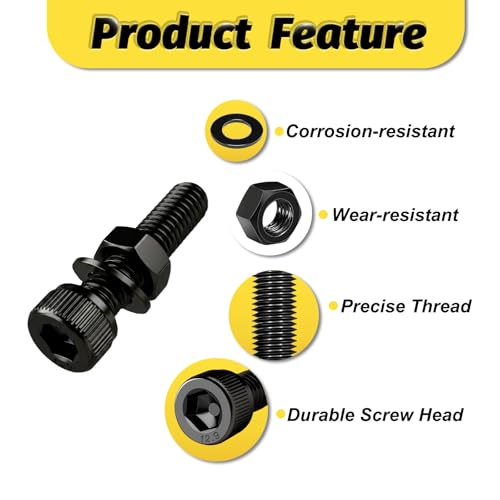 Image of Kadrick M4 Screws Kit 365PCS, Optimized Socket Head Cap Screws Assortment with Higher Screw Ratio, Class 12.9 Alloy Steel, Black Zinc Plated M4 Bolts for Mechanical, Repair & DIY Use