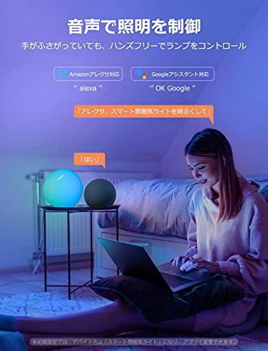ナイトライト Dreamegg 間接照明 スマホ操作 アレクサ/Google Home対応 - タイマー付き RGBライト（1600万色+電球色+雰囲気点灯）無段階調光 雰囲気作り 目覚ましライト LED 照明 ベッドサイドランプ パーティー 誕生日 デート プレゼント DG-L03