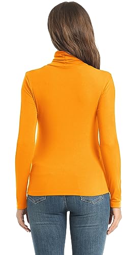 Image of Women's Casual Long Sleeve Turtleneck Tops Slim Fitted Lightweight Base Layer Shirts