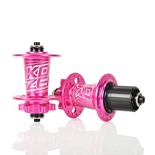 Bestpartscom Koozer Xm490 32 Hole Hub Full Aluminum Ultralight Mtb Mountain Bike Disc Brake Hub Quick Release(Qr) Front Hub 9X100Mm Pink For Shimano 8-11Speed & Sram 8-10Speed #TOP2