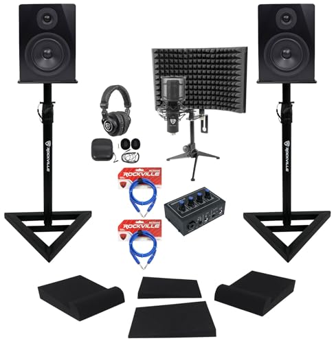 Rockville ROCK-U MINI �^���C���^�[�t�F�[�X�Z�b�g RCM PRO�}�C�N�APRO-M50�w�b�h�t�H���A(2) APM5B�X�s�[�J�[�ARVSM1�X�^���h�ARockShield 1�A�C�\���[�V�����V�[���h�A(2) RRS190S�p�b�h&(2