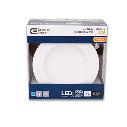 Commercial Electric 4 In. White Integrated Led Recessed Trim, 2700K #TOP4