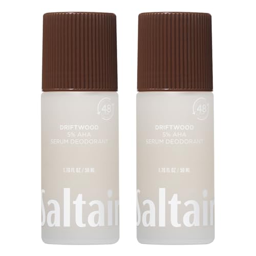Image of Saltair Serum Deodorant 2 Pack - 5% AHA - Aluminum-Free Odor Control for Women & Men - Mandelic Acid Deodorant with Lactic Acid - Driftwood Scent - 2x 1.7oz Travel Roll On