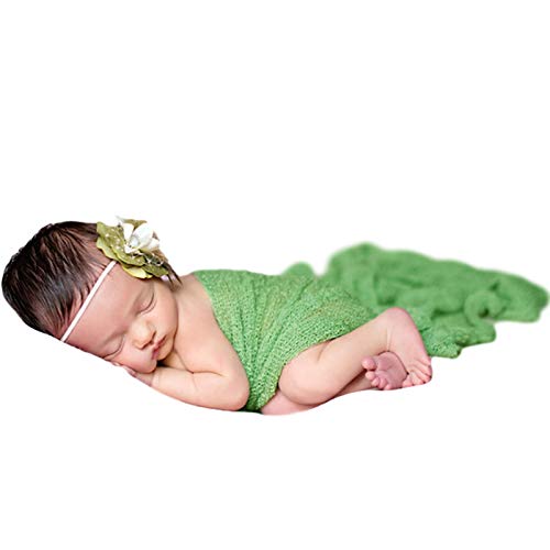 Image of Sunmig Newborn Baby Stretch Wrap Photo Props Wrap-Baby Photography Props (Grass Green)