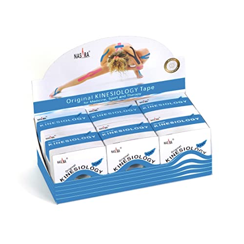Nasara Original Kinesiology Physio Sport Tape: Scatola Di 6 Nastri Per Lo Sport E La Medicina, Rotolo Di Dimensioni 5 X 5 M, Blu Medio - 3