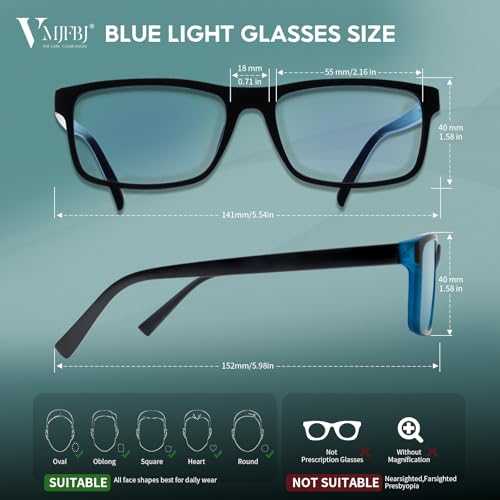 VMJFBJ Blue Light Blocking Glasses For Men/Women Anti-Fatigue Computer Monitor Gaming Improve Sleep Reduce Eye Strain Gamer Glasses
