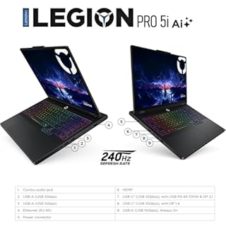 Lenovo Legion Pro 5i, Notebook Gaming, Intel Core i9-14900HX, RAM DDR5 32Gb, SSD 1 Tb, Display HDR 16" WQXGA DCI-P3 100% 240Hz, Nvidia Geforce RTX 5070, Tastiera RGB QWERTY, Ready to Use