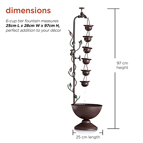 Alpine Corporation 38" Tall Indoor/Outdoor Hanging 6-Cup Tiered Floor Water Fountain, Bronze #TOP2