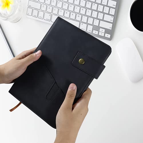 Black-A5-Lined-Leather-Journal-Notebook-for-Men-Women59-X-84-Personalized-Hardcover-Journal-with-Pen200-Pages-100-Gsm-Thick-Ruled-Paper-Daily-Diary-for-SchoolTravelBusinessWorkHome-Writing