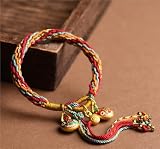 Bransoletki, Amulet, Plecione Bransoletki, Ręcznie Tkana Chińska Wiatrowa Bawełniana Lina, Biżuteria Reinkarnacyjna, Połykająca Złotą Bestię, Lina Kobieca, Czerwona Lina,Red