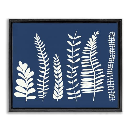 Modern Fern Plant Leaf Silhouettes, 16 x 20 Inch Canvas in Floater Frame