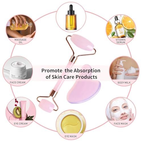 Lamkrtlp Gua Sha & Jade Roller, Guasha para el Masaje Facial, Herramientas de Masaje Natural para Rejuvenecimiento y Relajación - imagen 7