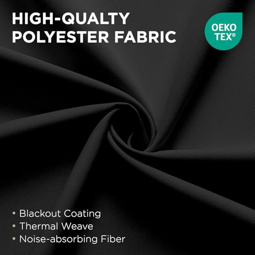 Joydeco Blackout Patio Sliding Door Curtains 84 Inches Long, Grommet Privacy Room Divider Curtains, Extra Wide Thermal Blackout Drapes for Bedroom Living Room (Black, 100Wx84L, 1 Panel)