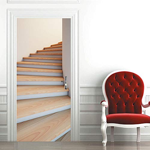 Papier peint de porte autocollant effet marches d'angle finition mate