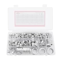 570 PCS 18 Sizes Aluminum Crush Washers Assortment Kit, Crush Washer Oil Drain Plug, Automotive Oil Plug Crush Washers M6 M8 M10 M12 M14 M16 M18 M20 M22 M24