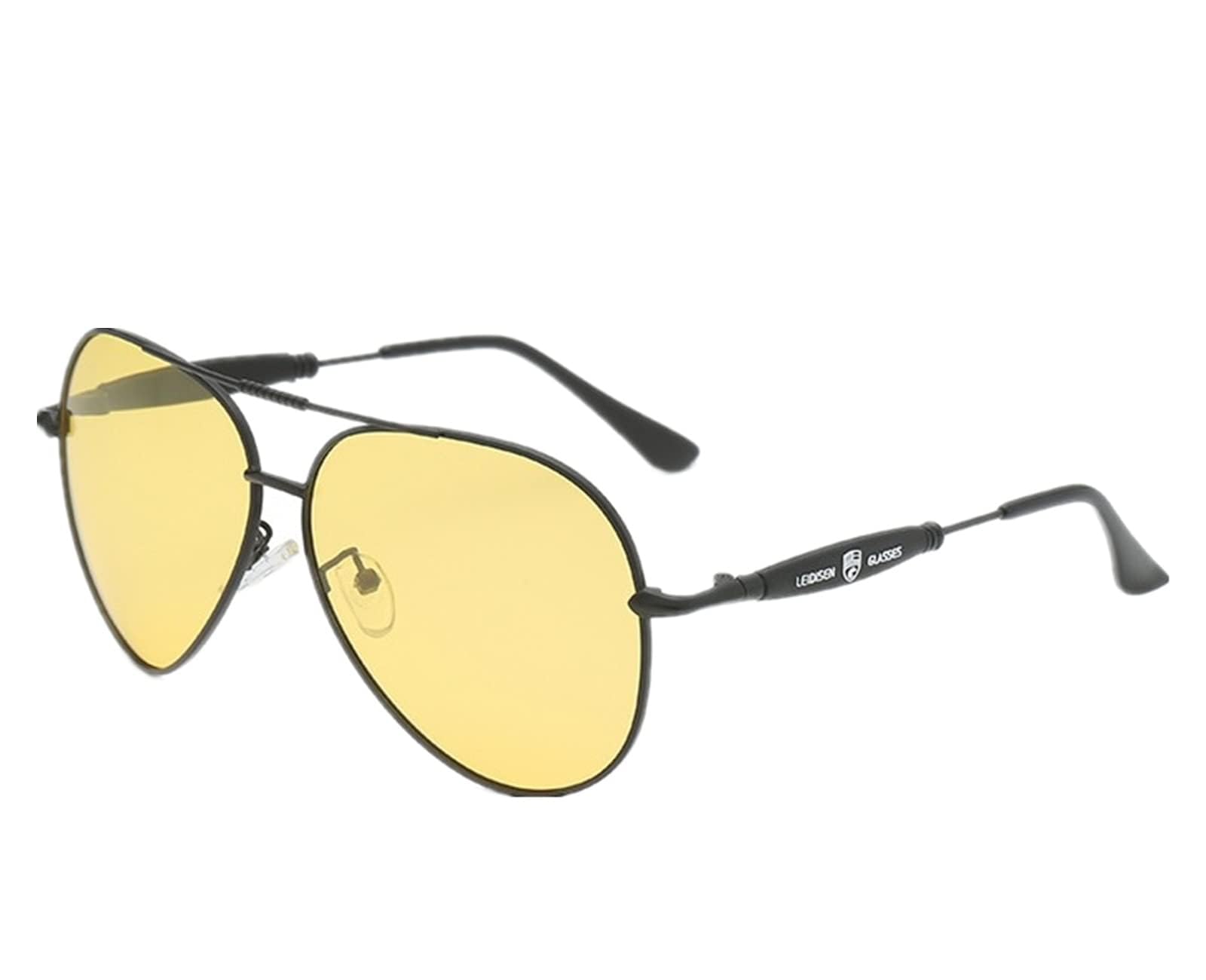 WIVKS Night Driving Glasses Men Women - Anti-Glare Polarized UV400 Yellow Safety Night Vision Glasses for Driving Fishing (Black)