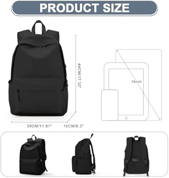 WEPLAN Schoolrugzak Tiener Meisje Jongen Casual Rugzak Schooltas Middelbare School Rugzakken voor Universiteit Schooltassen Rugzak voor Werk Reizen Laptop 14 inch Dames Waterdicht,Zwart