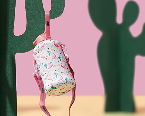 H2O Capsule 2.2L Half Gallon Water Bottle with Storage Sleeve and straw lid– BPA Free Large Water Bottle/2.2 Liter (74 Ounce) Big Sports Bottle Jug with Handle (Flamingo Cactus)