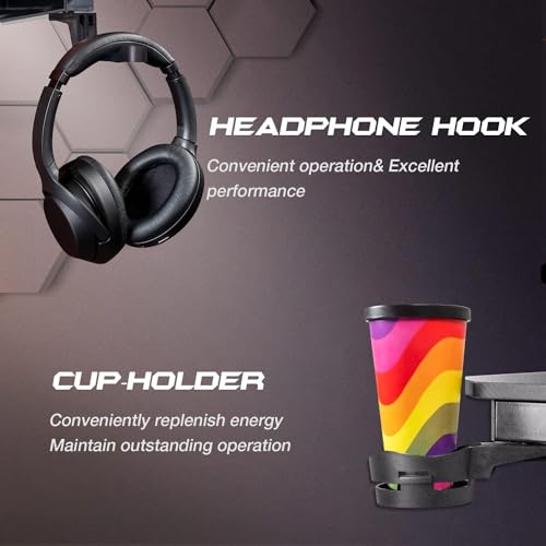 Image of JIN OFFICE Premium Gaming Desk Z-Shaped Legs | Computer Table with Carbon Fibre Top| 75 kg Wt. Cap | Headphone Hook & Cup Holder| 1 Year Warranty (1200 * 600 * 750mm)