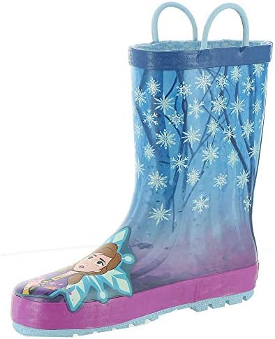 Western Chief girls Frozen 2 Licensed Waterproof With Easy Pull on Handles Rain Boot, Turquoise, 7 Toddler US