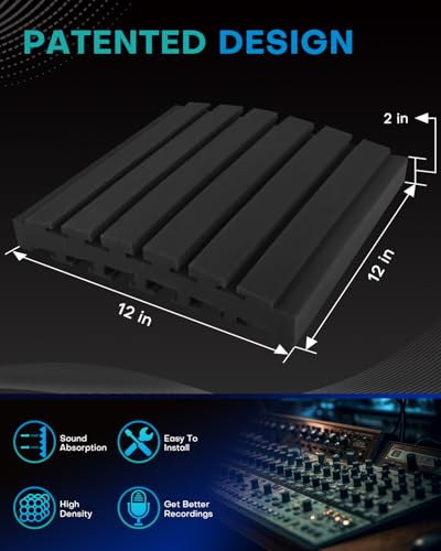 36Packs Curved Sound Proof Foam Panels for Walls, 2" Acoustic Panels Sound Absorbing Dampening, Soundproofing Noise Reducing Cancelling Treatments for Home Office Recoding Studio Decor, 2x12x12" Black - Image 3