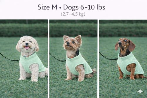 Image of JACKO & CO - Fleece Vest Dog Sweater with Leash Ring - Soft, Warm & Lightweight Pullover Coat for Small & Medium Dogs, Puppies & Cats - Cozy Fall /Winter /Spring Pet Jacket (Mint Green, Medium 6-10lbs)