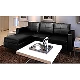 vidaXL Sectional Sofa 3-Seater Artificial Leather Black Home Couch Seating