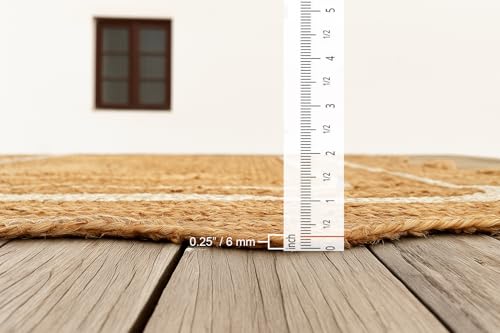 Tapete decorativo de yute natural con diseño ondulado 2'x3' miniatura 3