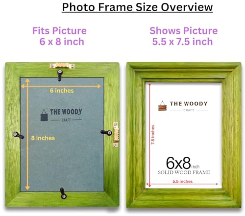 Image of 6x8 Frame | Wall Frame | mini Frames | Green Wooden Frame for Wall | Adds Style to Any Room, Perfect Gift for Friends (6x8 inch, Green)