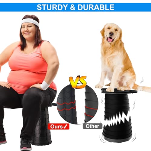 Image of Doseno Upgraded Foldable Stool Thickened, Portable Collapsible Stool Retractable Stool for Fishing, Hiking Tours, BBQ, Parties, Outdoor Activities