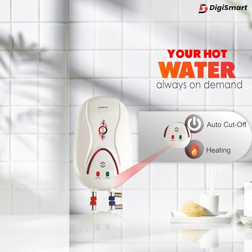 Image of DIGISMART 1 L HOTMAK Instant Water Heater Geyser, 3 kW ISI Approved, Copper Heating Element, Anti-Rust Coated Tank, ABS Body, Energy Efficient, Ivory, 2 Year Warranty