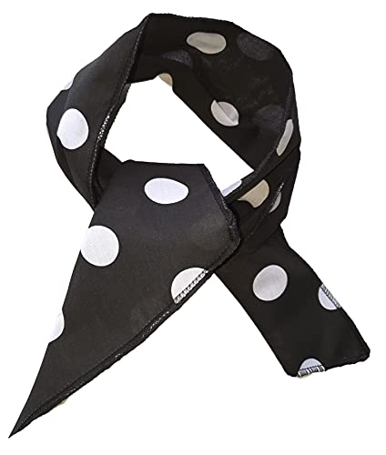 Image of Adults Rock & Roll 1950s Polka Dot Neck Tie Necktie Scarf Fancy Dress Costume Accessory [Black White Polka]