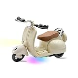 Adehevio Electric Doll Scooter for 17cm Doll,Funny Doll Accessories with Music and Lights, 360° Rotatable Plastic Scooter Decoration Batteries Not Included (White)