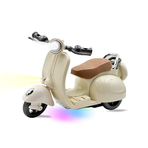 Adehevio Electric Doll Scooter for 17cm Doll,Funny Doll Accessories with Music and Lights, 360° Rotatable Plastic Scooter Decoration Batteries Not Included (White)