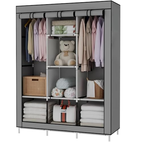 LONENESSL Canvas Kleiderschrank, 128 x 45 x 170 cm Schrank für...
