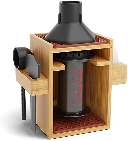 HEXNUB - Compact AeroPress Organizer Stand, Bamboo Coffee Caddy S...