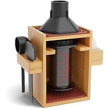HEXNUB - Compact AeroPress Organizer Stand, Bamboo Coffee Caddy Station for AeroPress Coffee Maker Accessories, Filter Holder, Mug Storage Rack, Silicone Drip Mats - Brown Mats