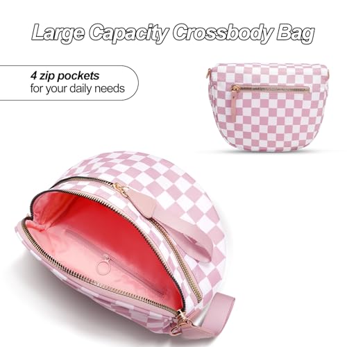 Image of Checkered Crossbody Bag, Bum Bags for Women Crossbody,Spacious Sling Bag Purse Fanny Packs with Shoulder Strap