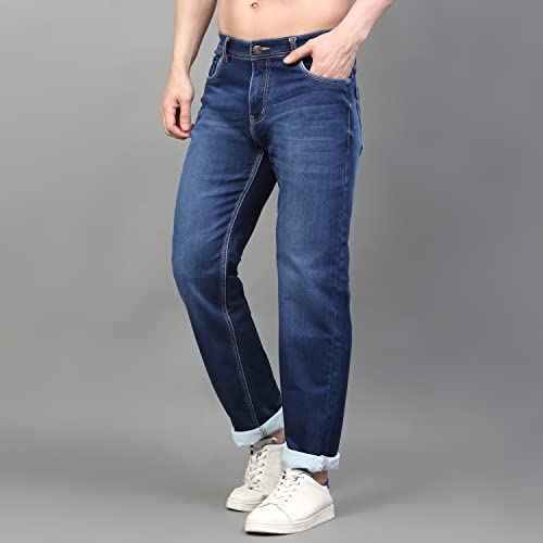 Image of LOUIS STITCH Mens Jeans Italian Cloth Denim Mid Rise Super Stretch Butter Comfort Relaxed Fit Jeans for Men (LSJNC-BU92)