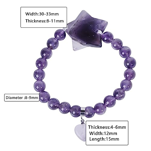 Nupuyai Handmade Star Crystal Strand Bracelet for Unisex Healing Crystal Love Heart Charm Bracelet for Mediation Protection2