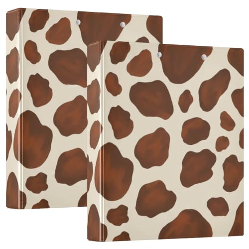 Classeur à 3 anneaux marron girafe beige 3,8 cm avec poches, rangement scolaire et bureau